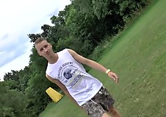 Czech Boy with Huge Cock Gets Outdoor Handjob