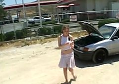 Adorable snow white teeny chick gets drunk and fucked in the van