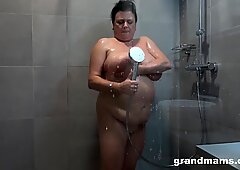 Chubby granny with big natural tits having some alone time