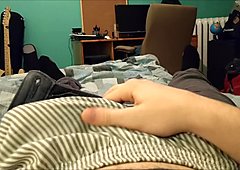 Squeezing cum out of my thick cock