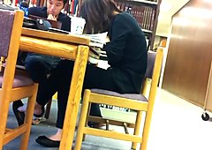 Candid Asian Library Shoeplay Feet Dangling Flats Pt 3