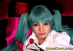 Japanese cosplay babe Mitsune Haku cockriding