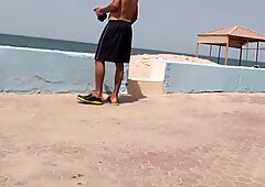Hairy daddy in the beach 2