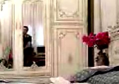 Arab girlfriend making out with her man in bed
